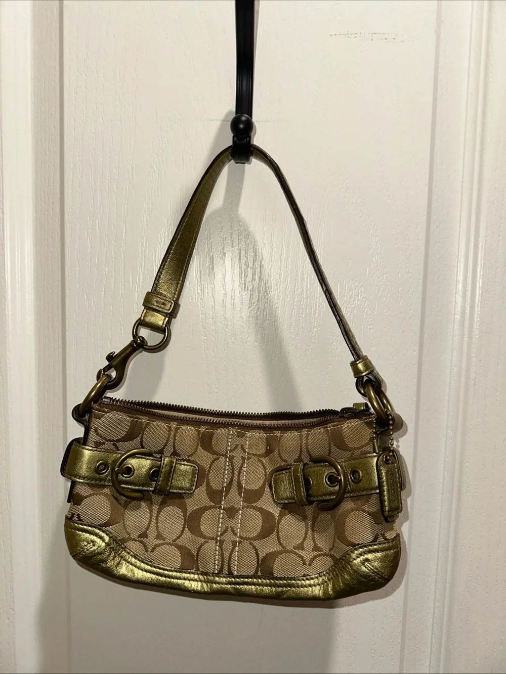 Vintage Y2K Coach 2005 Mini Belt Shoulder Bag in Khaki Brown - 5107